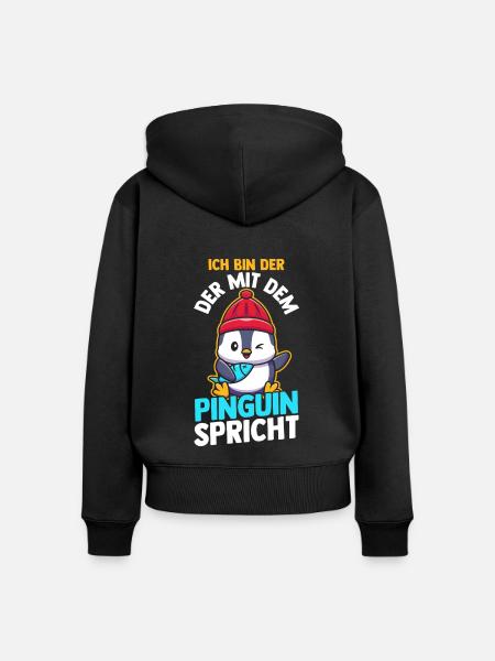 Pinguin - Frauen Premium Bio Zip Hoodie - Schwarz