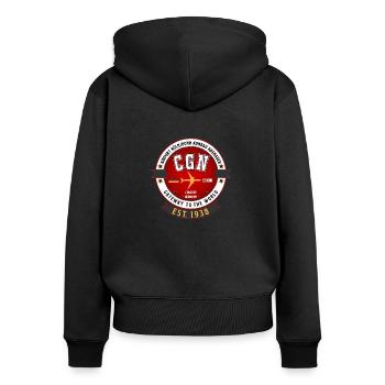 CGN Airport Cologne Bonn Germany - Vintage Design - Frauen Premium Bio Zip Hoodie - Schwarz - Hinten - Julia (174cm)