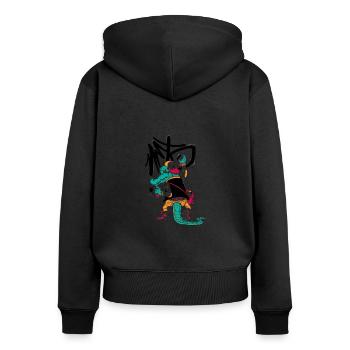 Lustiger graffiti Krokodil - Frauen Premium Bio Zip Hoodie - Schwarz - Hinten - Julia (174cm)