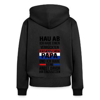Kroaten Kroate Kroatin Hrvatska Kroatien - Frauen Premium Bio Zip Hoodie - Schwarz - Hinten - Julia (174cm)