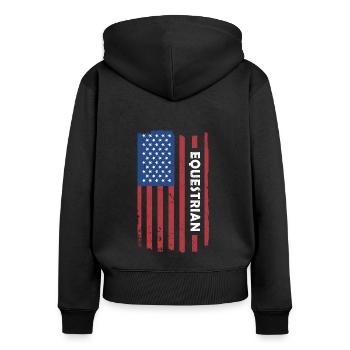 Sport Us Drapeau Équestre - Sweat à capuche zippé Premium bio Femme - noir - Dos - Julia (174cm)