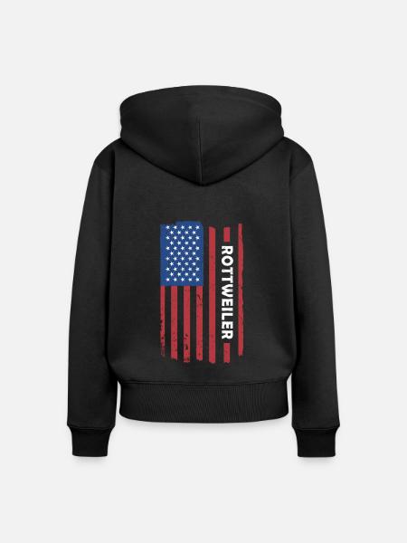 Rottweiler Us Flag - Frauen Premium Bio Zip Hoodie - Schwarz
