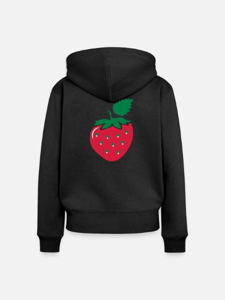 Erdbeere - Frauen Premium Bio Zip Hoodie - Schwarz