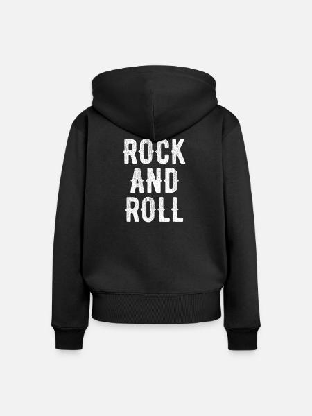 Rock'n'Roll Bold Typografie - Frauen Premium Bio Zip Hoodie - Schwarz