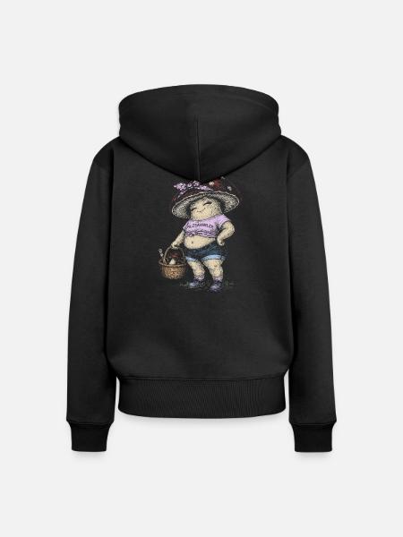 Steinpilze - Frauen Premium Bio Zip Hoodie - Schwarz