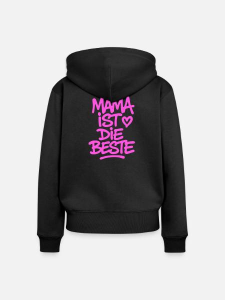mama_ist_die_beste_pink - Frauen Premium Bio Zip Hoodie - Schwarz