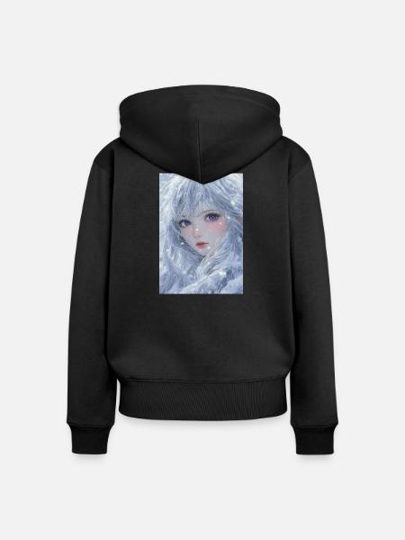 Eiskaltes Haar und violette Augen - Frauen Premium Bio Zip Hoodie - Schwarz