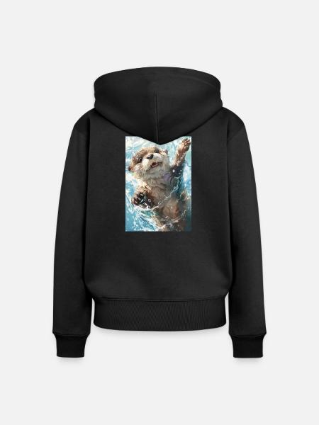 Fröhliches Otterplanschen - Frauen Premium Bio Zip Hoodie - Schwarz