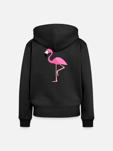 Rosa Flamingo Vektor-Print - Frauen Premium Bio Zip Hoodie - Schwarz