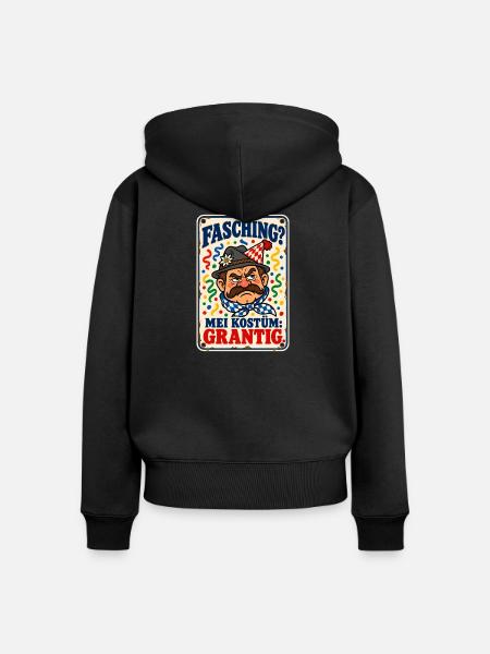 Fasching Kostüm grantig - Frauen Premium Bio Zip Hoodie - Schwarz