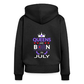 Birthday Queen born in July - Frauen Premium Bio Zip Hoodie - Schwarz - Hinten - Julia (174cm)