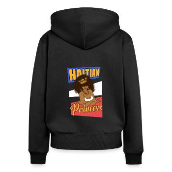 Haiti Haitian Flagge Frau Prinzessin I Geschenk - Frauen Premium Bio Zip Hoodie - Schwarz - Hinten - Julia (174cm)