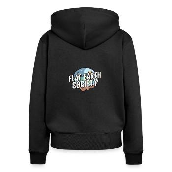 Flat Earth Society - Frauen Premium Bio Zip Hoodie - Schwarz - Hinten - Julia (174cm)