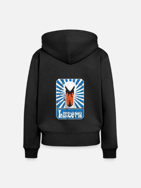 Luzern - Frauen Premium Bio Zip Hoodie - Schwarz