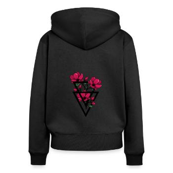 Blumen im Dreieck Formen - Frauen Premium Bio Zip Hoodie - Schwarz - Hinten - Julia (174cm)
