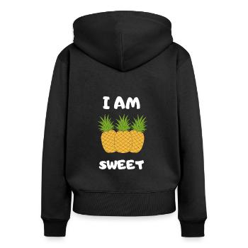 Je suis doux - Design - Sweat à capuche zippé Premium bio Femme - noir - Dos - Julia (174cm)