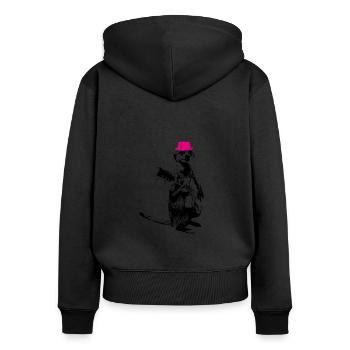 Suricate Guitariste Magenta Hat - Sweat à capuche zippé Premium bio Femme - noir - Dos - Julia (174cm)