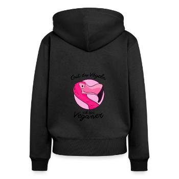 gut zu vögeln Flamingo - Frauen Premium Bio Zip Hoodie - Schwarz - Hinten - Julia (174cm)