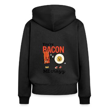 You're Bacon me Crazy - Frauen Premium Bio Zip Hoodie - Schwarz - Hinten - Julia (174cm)
