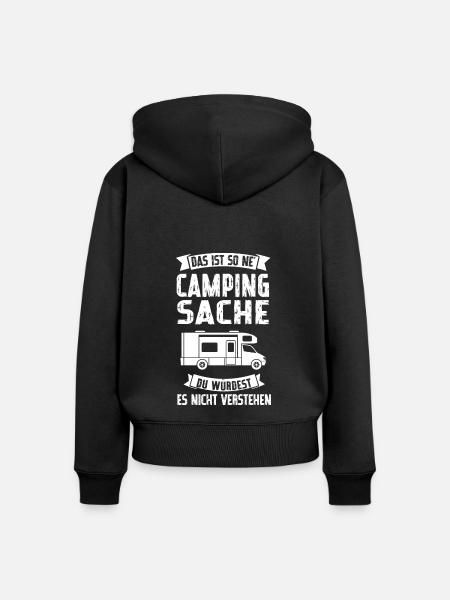 Campen Camping Campingplatz Geschenk - Frauen Premium Bio Zip Hoodie - Schwarz