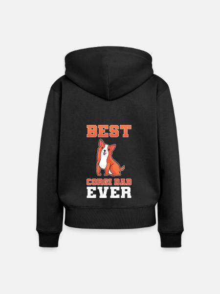 Corgi - Frauen Premium Bio Zip Hoodie - Schwarz