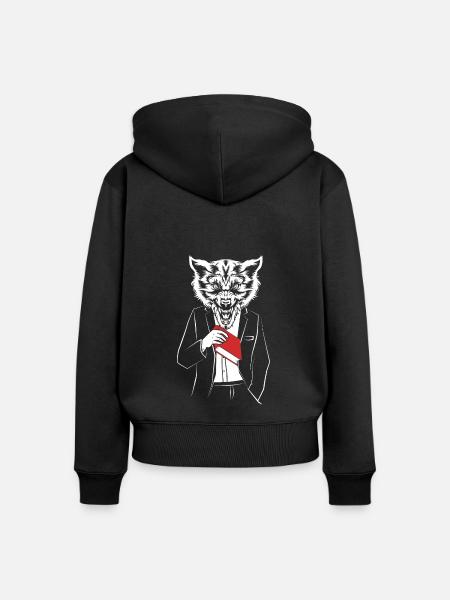 Werwolf - Frauen Premium Bio Zip Hoodie - Schwarz
