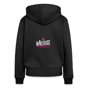 RALEUSE en voiture - Celles qui ralent au volant - Sweat à capuche zippé Premium bio Femme - noir - Dos - Julia (174cm)