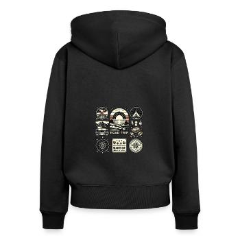 Road Trip Guerrier 6 - Sweat à capuche zippé Premium bio Femme - noir - Dos - Julia (174cm)