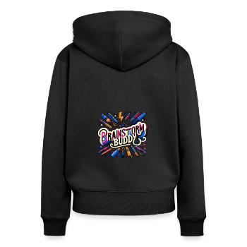 Brainstormy Buddy 10 - Sweat à capuche zippé Premium bio Femme - noir - Dos - Julia (174cm)