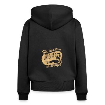 You Had Me At Feet In Straps 61 - Frauen Premium Bio Zip Hoodie - Schwarz - Hinten - Julia (174cm)