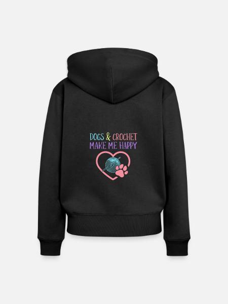Hunde & Häkeln - Frauen Premium Bio Zip Hoodie - Schwarz