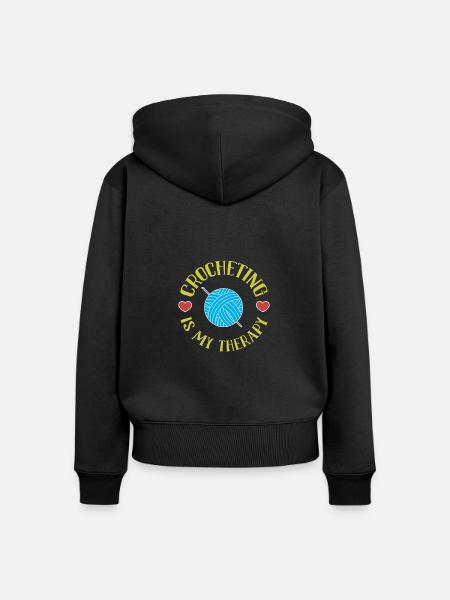 Häkeln ist meine Therapie - Frauen Premium Bio Zip Hoodie - Schwarz