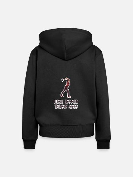 Axt werfen Axtwerfen - Frauen Premium Bio Zip Hoodie - Schwarz