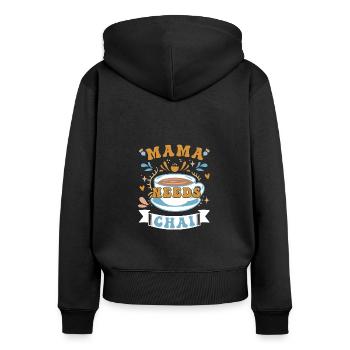 Chai Latte Tee trinken Teetrinker - Frauen Premium Bio Zip Hoodie - Schwarz - Hinten - Julia (174cm)