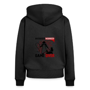 Hochzeit Married Game Over Peitsche Mann kniet - Frauen Premium Bio Zip Hoodie - Schwarz - Hinten - Julia (174cm)