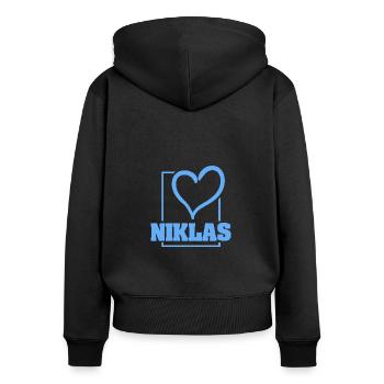 Niklas als Bachelor - Frauen Premium Bio Zip Hoodie - Schwarz - Hinten - Julia (174cm)