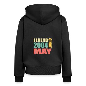 19. Geburtstag Mai Jahrgang 2004 Geschenkidee - Frauen Premium Bio Zip Hoodie - Schwarz - Hinten - Julia (174cm)