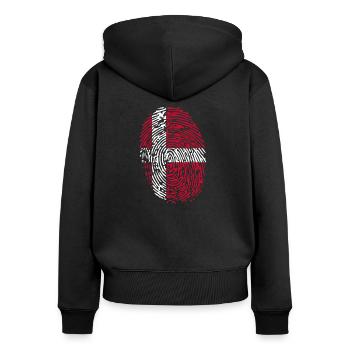 Danemark It’s In My DNA Danois Danois Dansk Vacances - Sweat à capuche zippé Premium bio Femme - noir - Dos - Julia (174cm)