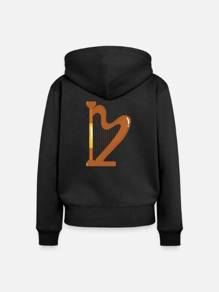 Harfe - Frauen Premium Bio Zip Hoodie - Schwarz