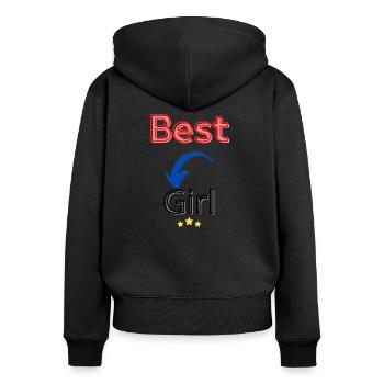 best girl / meilleur fille - Sweat à capuche zippé Premium bio Femme - noir - Dos - Julia (174cm)