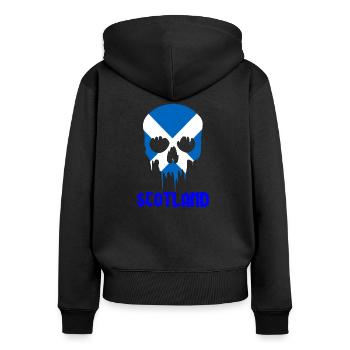 Schottland - Frauen Premium Bio Zip Hoodie - Schwarz - Hinten - Julia (174cm)