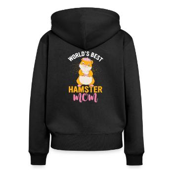 World Best Hamster Mom - Sweat à capuche zippé Premium bio Femme - noir - Dos - Julia (174cm)