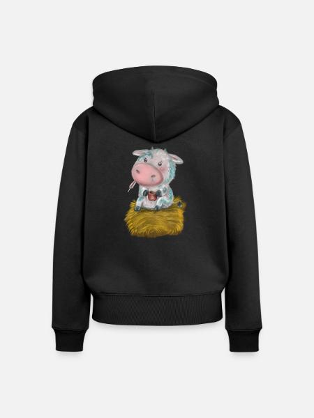 cow - Frauen Premium Bio Zip Hoodie - Schwarz