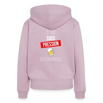 je suis sous pression cadeau - Sweat à capuche zippé Premium bio Femme - rose poudré - Dos - Julia (174cm)