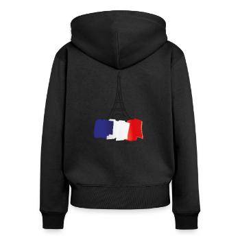 paris eiffelturm - Frauen Premium Bio Zip Hoodie - Schwarz - Hinten - Julia (174cm)