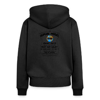 1990 - Women's Premium Organic Zip Hoodie - black - Back - Julia (174cm)