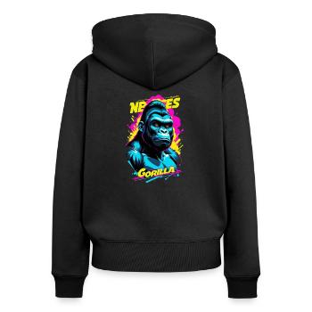 Gorilla with Gold Chain - Women's Premium Organic Zip Hoodie - black - Back - Julia (174cm)