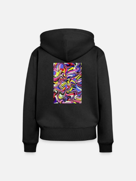 Abstraktes buntes Muster flüssig - Frauen Premium Bio Zip Hoodie - Schwarz