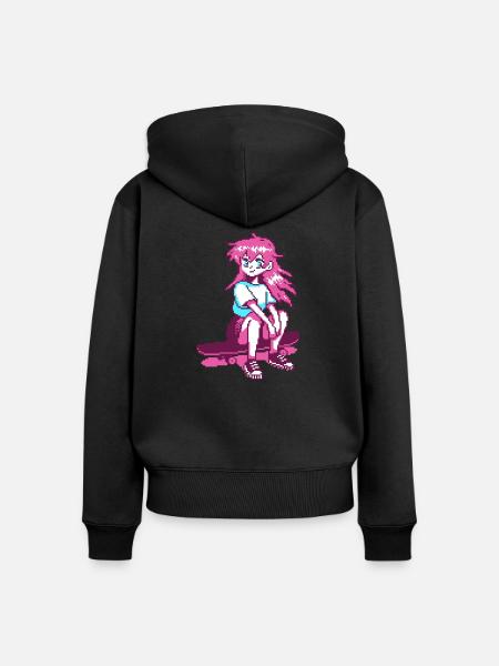 8bit sk8er grl - Frauen Premium Bio Zip Hoodie - Schwarz
