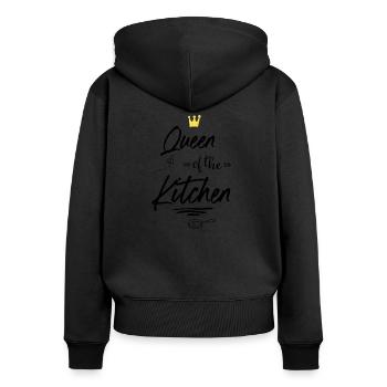 Tablier de cuisine amusant pour les femmes - Sweat à capuche zippé Premium bio Femme - noir - Dos - Julia (174cm)
